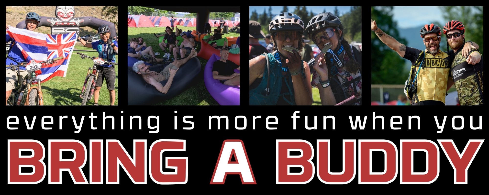 images of friends having fun at BC Bike Race