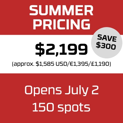 BCBR summer pricing $2199 opens July 2